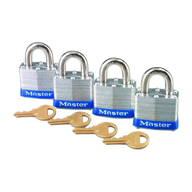 Cadenas à haute sécurité en acier laminé 1 1/2" en paquet de 4 - Quincaillerie G.H. Berger