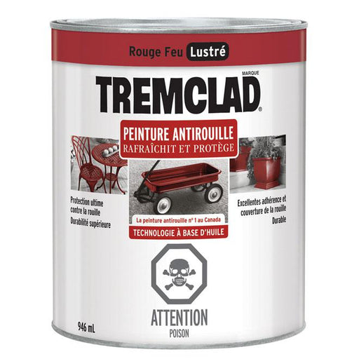 Peinture antirouille Tremclad - Rouge feu - Fini lustré - 946ml - Quincaillerie G.H. Berger