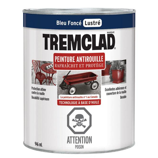 Peinture antirouille Tremclad - Bleu foncé  - Fini lustré - 946ml - Quincaillerie G.H. Berger