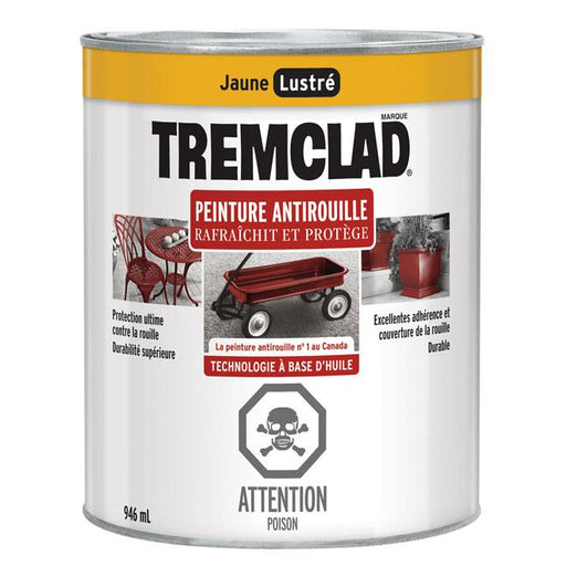 Peinture antirouille Tremclad - Jaune  - Fini lustré - 946ml - Quincaillerie G.H. Berger