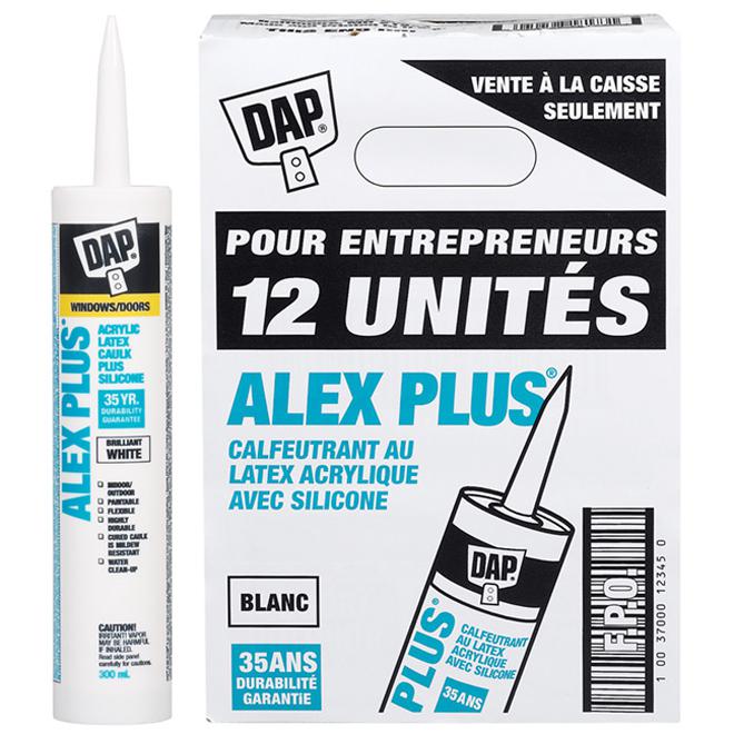 Scellant acrylique au latex avec silicone Alex Plus - Blanc - 300 mL - Paquet de 12 - Quincaillerie G.H. Berger