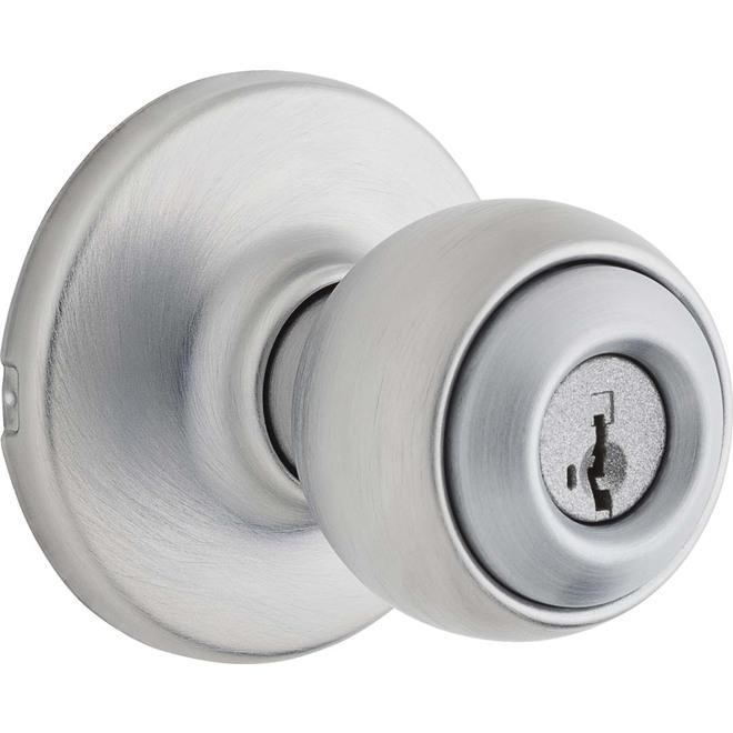 Bouton avec serrure Yukon - Weiser - Chrome satiné - Quincaillerie G.H. Berger