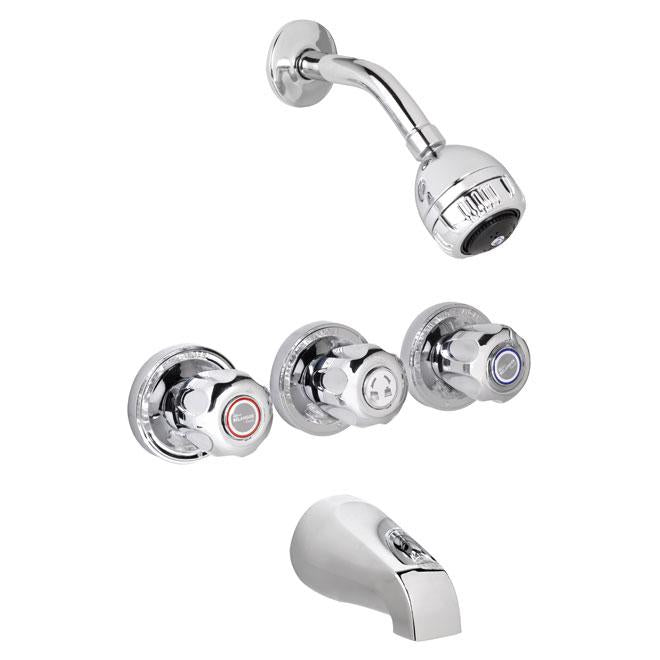 Robinet bain-douche à 3 poignées - Chrome - Quincaillerie G.H. Berger