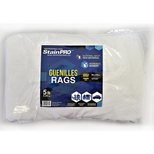 Guenilles de peintre blanches en coton - Paquet de 5 lb StainPro - Quincaillerie G.H. Berger