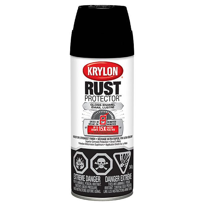 Peinture antirouille aérosol Rust Protector Krylon - Noir - Fini lustré - Quincaillerie G.H. Berger