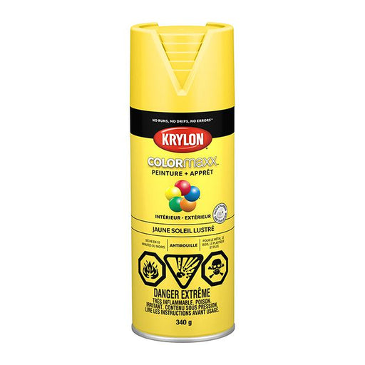 Peinture en aérosol Krylon COLORMAXX 340g lustrée - Jaune soleil - Quincaillerie G.H. Berger