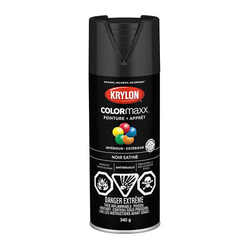 Peinture en aérosol Krylon COLORMAXX 340g satinée - Noir - Quincaillerie G.H. Berger