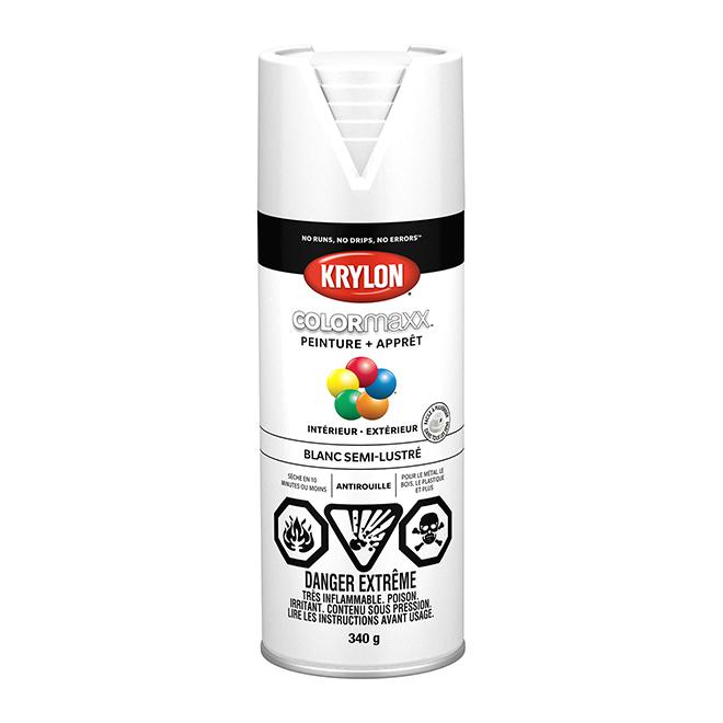 Peinture en aérosol Krylon COLORMAXX 340g semi-lustrée - Blanc - Quincaillerie G.H. Berger