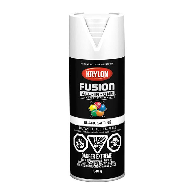 Peinture en aérosol Krylon Fusion 340g satinée - Blanc - Quincaillerie G.H. Berger