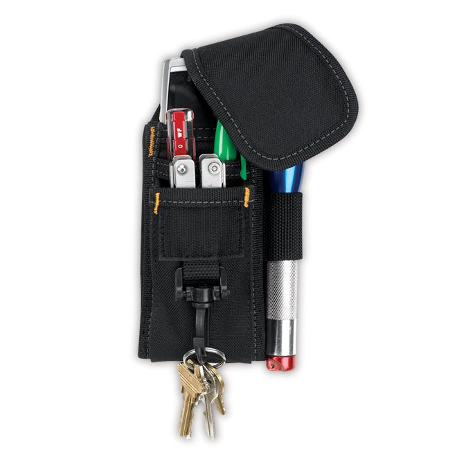 Étui pour outils et téléphone portable 5 compartiments en polyester noir - Quincaillerie G.H. Berger