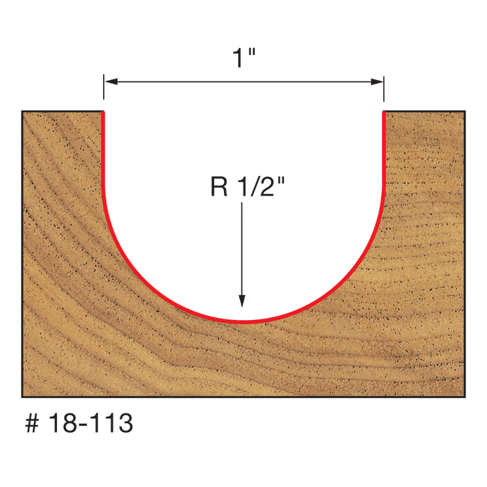 Mèche à bout rond, rayon 1/2", (1"x3/4") à tige 1/4" - Quincaillerie G.H. Berger
