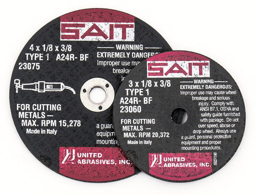 Meule à tronçonner 4" x1/8", arbre 3/8" United Abrasives inc. Sait - Quincaillerie G.H. Berger