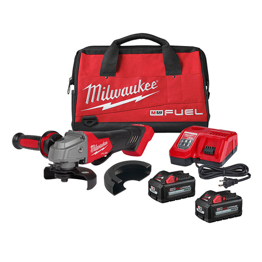 Ens. Rectifieuse 4.5"-5" interrupteur à palette avec 2 batteries Milwaukee - Quincaillerie G.H. Berger