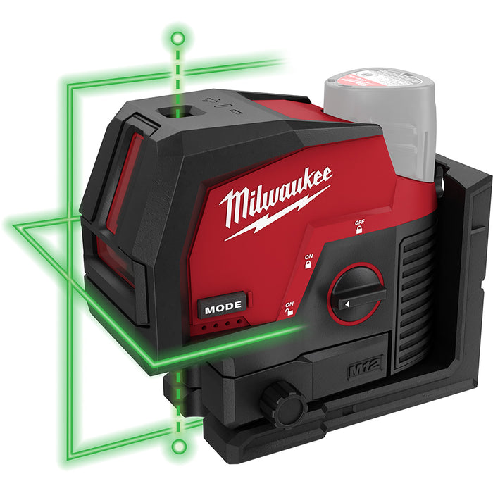 Laser vert en croix avec points d'aplomb M12™ (125'), Outil seulement Milwaukee - Quincaillerie G.H. Berger