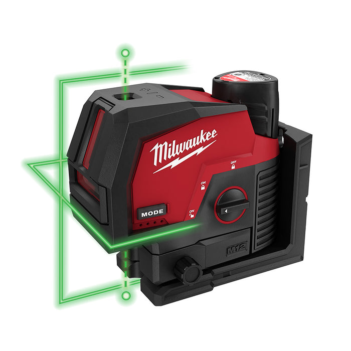 Ens. Laser vert en croix avec points d'aplomb M12™ (125'), avec batterie Milwaukee - Quincaillerie G.H. Berger