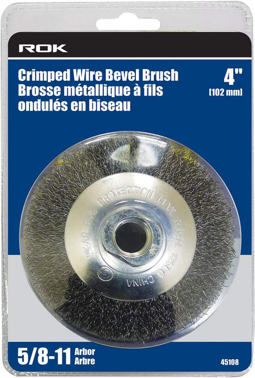 Brosse à fils crêpés en biseau 4" ROK - Quincaillerie G.H. Berger