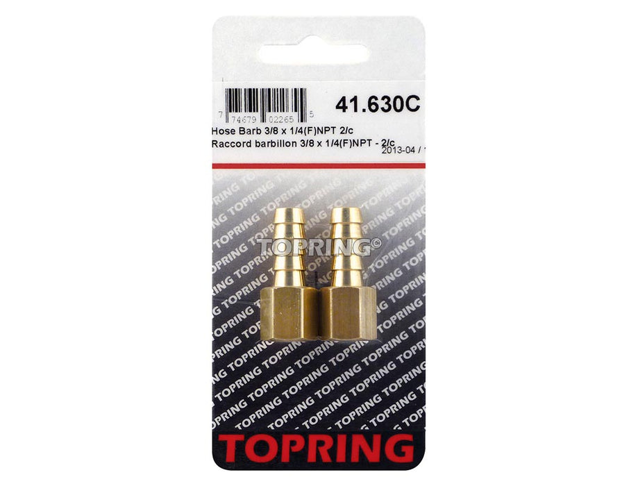 Raccord Barb. 3/8 x 1/4 (F) NPT 2 par carton - Quincaillerie G.H. Berger