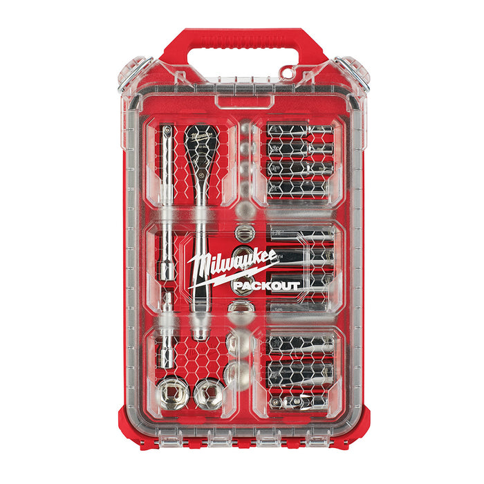 Ens. Rochet 3/8" avec 28 mcx (SAE) PACKOUT™ Milwaukee - Quincaillerie G.H. Berger