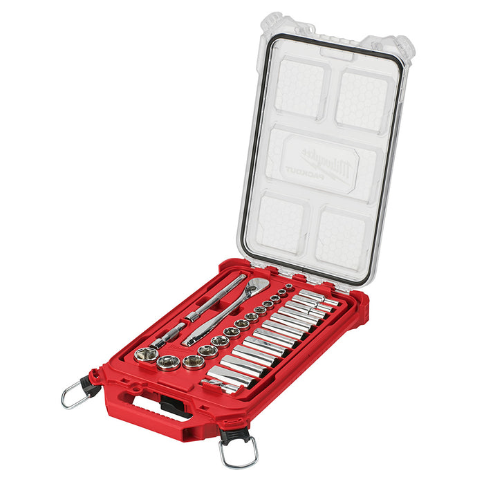 Ens. Rochet 3/8" avec 28 mcx (SAE) PACKOUT™ Milwaukee - Quincaillerie G.H. Berger