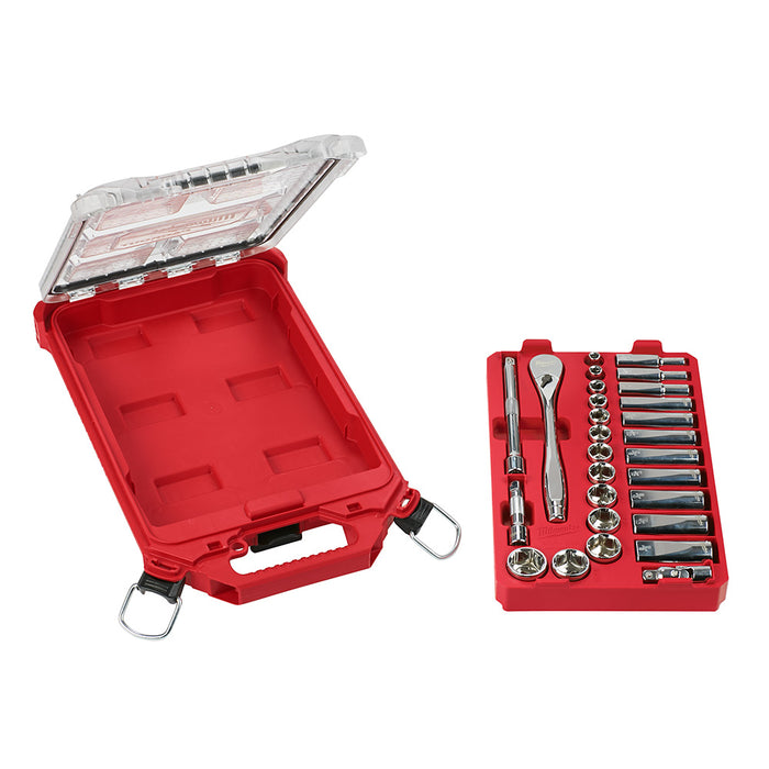 Ens. Rochet 3/8" avec 28 mcx (SAE) PACKOUT™ Milwaukee - Quincaillerie G.H. Berger