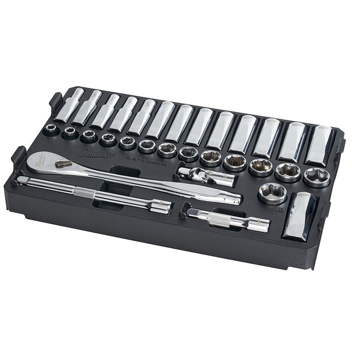 Ens. Rochet 3/8" avec 32 mcx (Métrique) PACKOUT™ Milwaukee - Quincaillerie G.H. Berger