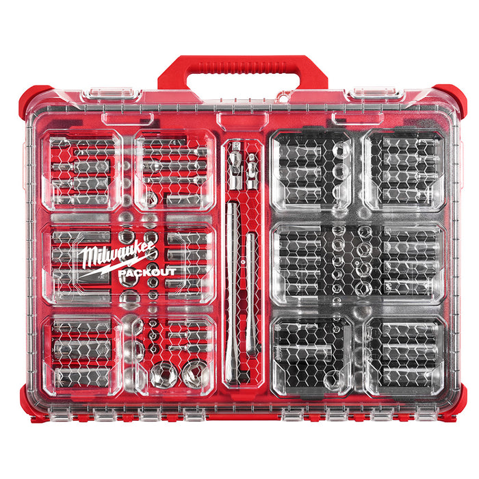 Ens. Rochets 1/4" et 3/8" avec 106 morceaux (SAE/Métrique) PACKOUT™ Milwaukee - Quincaillerie G.H. Berger