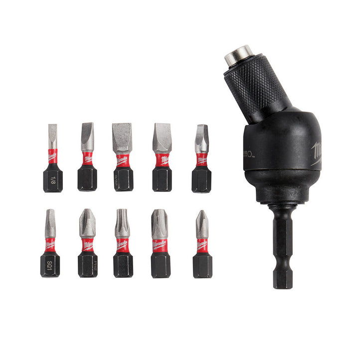 Ens. porte-embout pivotant 30° et 10 embouts Milwaukee - Quincaillerie G.H. Berger