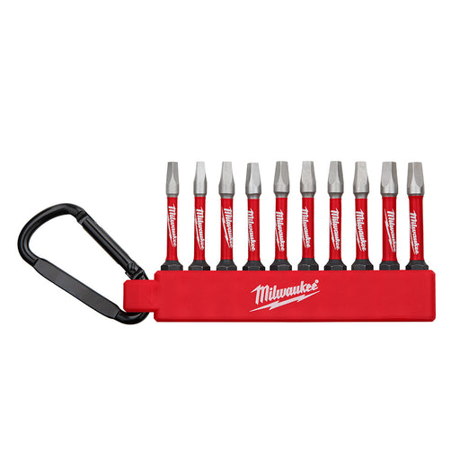 Ens. Embouts de vissage SHOCKWAVE™ SQ1/2/3 avec mousqueton (10 mcx.) Milwaukee - Quincaillerie G.H. Berger