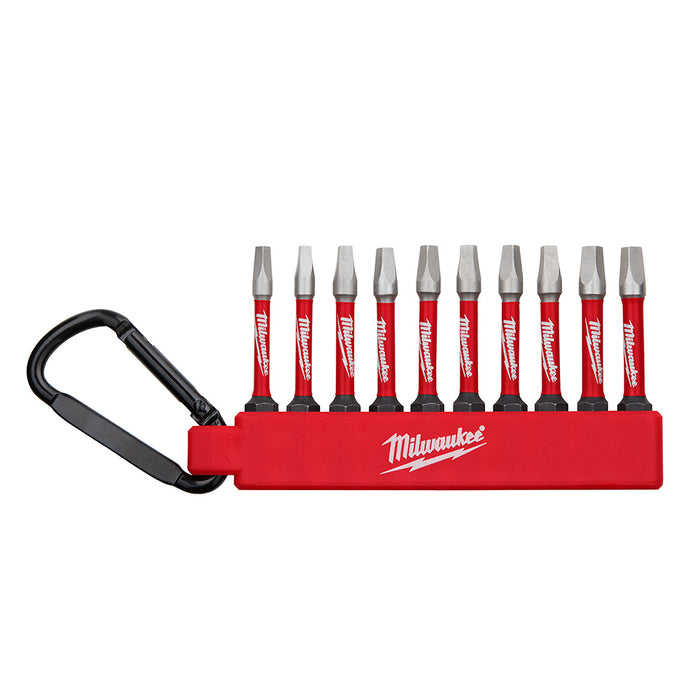 Ens. Embouts de vissage SHOCKWAVE™ SQ1/2/3 avec mousqueton (10 mcx.) Milwaukee - Quincaillerie G.H. Berger