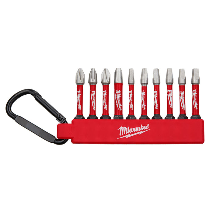 Ens. Embouts de vissage SHOCKWAVE™ PH/SQ avec mousqueton (10 mcx.) Milwaukee - Quincaillerie G.H. Berger