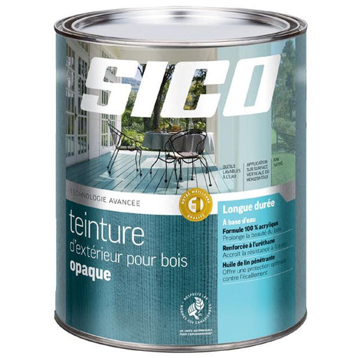 Teinture d'extérieur opaque à à base d'eau pour le bois formule avancée - Blanc - 946 mL SICO - Quincaillerie G.H. Berger