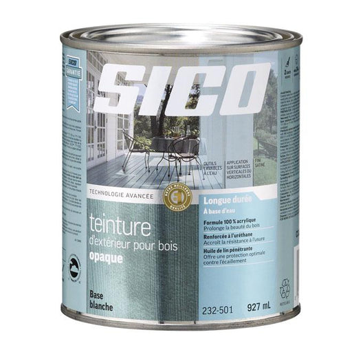 Teinture d'extérieur opaque à à base d'eau pour le bois formule avancée - Base blanche - 946 mL SICO - Quincaillerie G.H. Berger