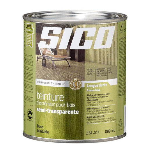 Teinture d'extérieur semi-transparente pour le bois - Base à teinter - 936 mL SICO - Quincaillerie G.H. Berger