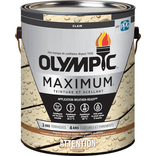 Teinture et scellant Maximum - Clair - 3.78 L OLYMPIC - Quincaillerie G.H. Berger