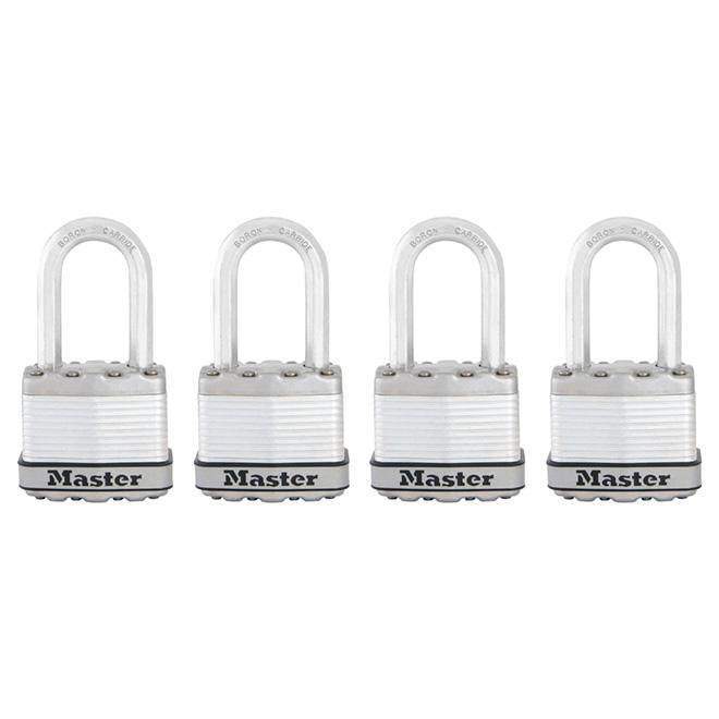 Paquet de 4 cadenas à clé laminé, 1 3/4", acier Master Lock - Quincaillerie G.H. Berger