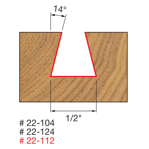 Mèche à queue d'aronde 14° (1/2"x1/2"x2-5/8") à tige 1/4" - Quincaillerie G.H. Berger