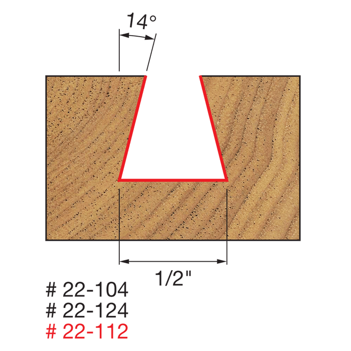 Mèche à queue d'aronde 14° (1/2"x1/2"x2-5/8") à tige 1/4" - Quincaillerie G.H. Berger