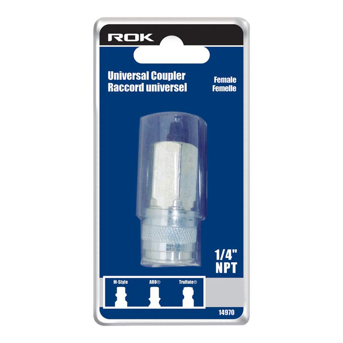 Raccord rapide (3-en-1) 1/4(F)NPT ROK - Quincaillerie G.H. Berger