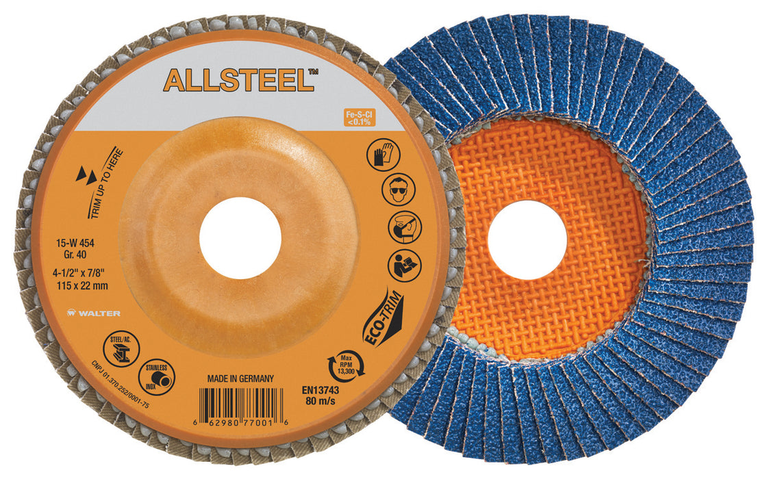 Disque à feuillets ALLSTEEL™ (4-1/2"x7/8"), à grain 120 - Quincaillerie G.H. Berger
