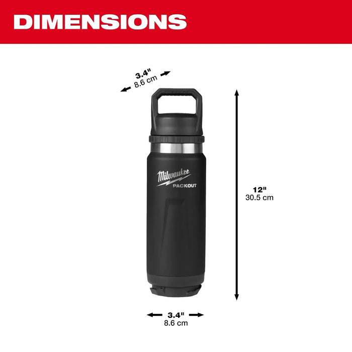 Bouteille isotherme avec couvercle 24oz PACKOUT - Noir - Milwaukee - Quincaillerie G.H. Berger