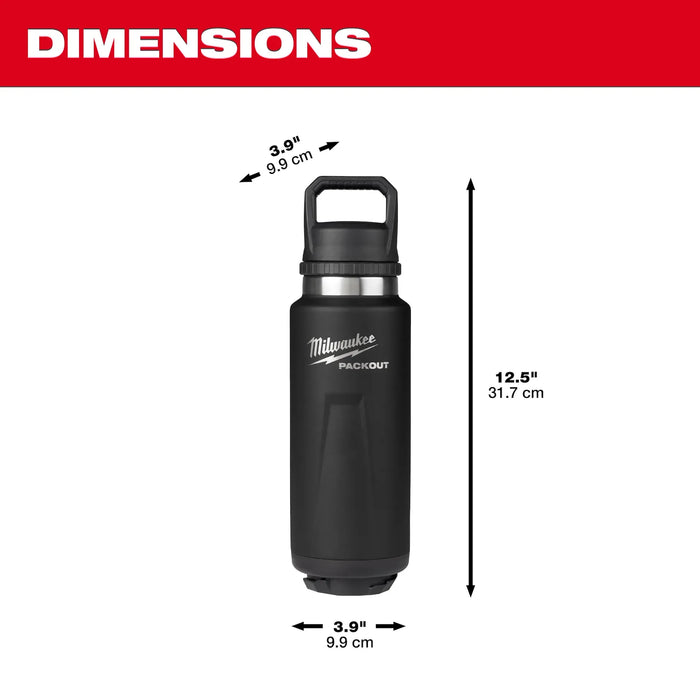 Bouteille isotherme avec couvercle 36oz PACKOUT - Noir - Milwaukee - Quincaillerie G.H. Berger