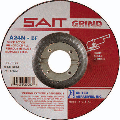 Meule à inox 4" x1/4", arbre 5/8" United Abrasives inc. Sait - Quincaillerie G.H. Berger