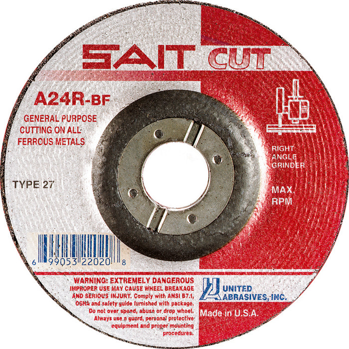 Meule à métaux ferreux 4-1/2" x1/4", arbre 7/8" United Abrasives inc. Sait - Quincaillerie G.H. Berger