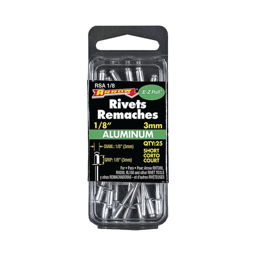 Rivet court en aluminium 1/8" X 1/8" - Paquet de 25 - Quincaillerie G.H. Berger