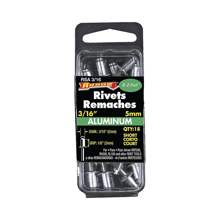 Rivet court en aluminium 3/16" X 1/8" - Paquet de 18 - Quincaillerie G.H. Berger