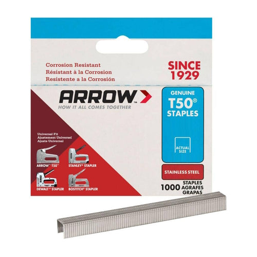 Agrafes T50 3/8"(10mm) - Paquet de 1000 - Fini Inox - Quincaillerie G.H. Berger
