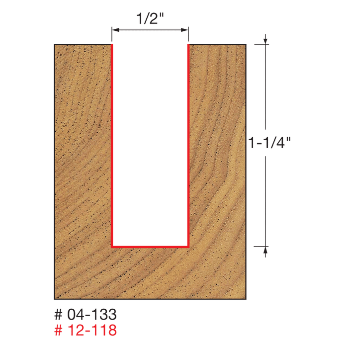Mèche droite à 2-cannelures (1/2"x1-1/4") à tige 1/2" - Quincaillerie G.H. Berger