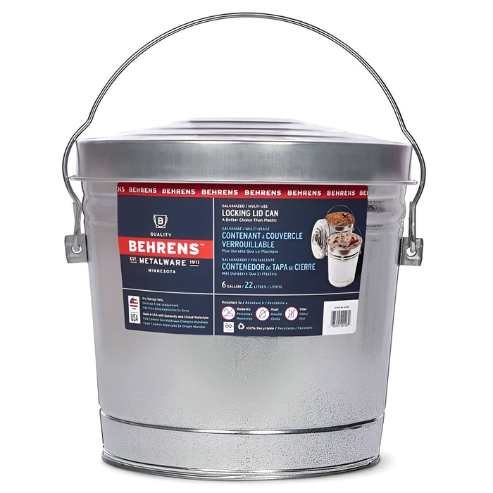 Poubelle en acier galvanisé 6 gal. Behrens - Quincaillerie G.H. Berger