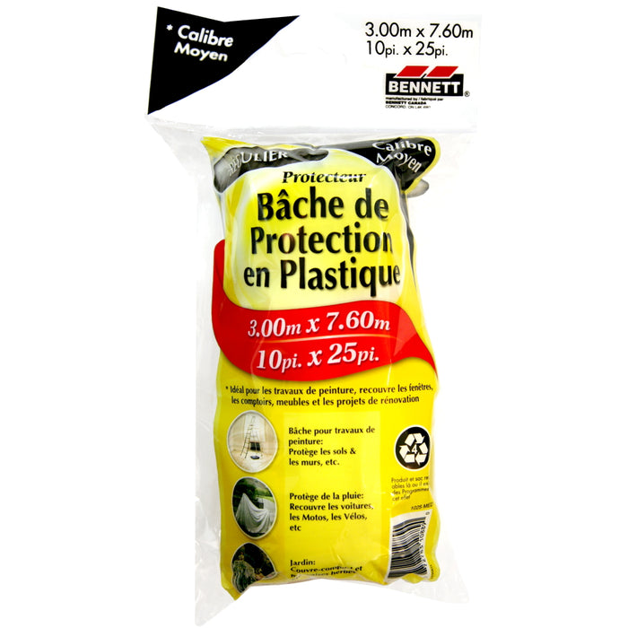 Bâche de protection en polythène 10' X 25'  calibre moyen Bennett Tools - Quincaillerie G.H. Berger