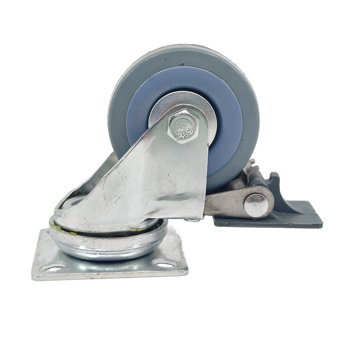 Roulette pivotante grise à frein avec platine 2" Blickle